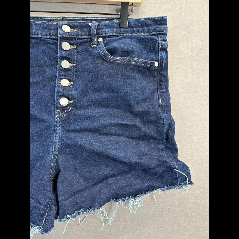 Banana Republic Womens Blue Denim Shorts Hi Rise Wide Leg Crop Size 32 - Picture 3 of 11